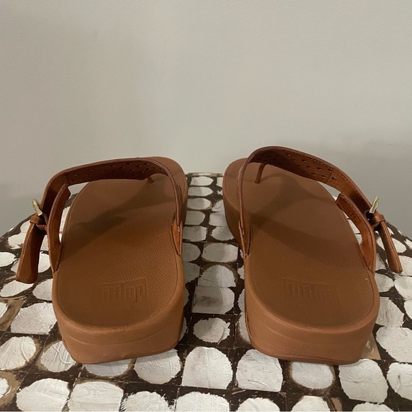 FitFlop Skinny Latticed Toe-Post Sandals Women’s Size 11 Metallic Comfort - Picture 3 of 7